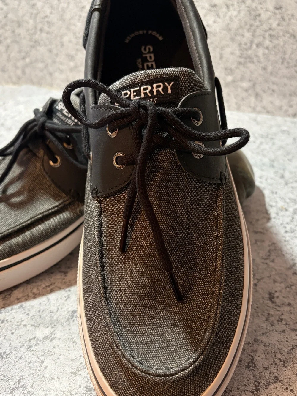 Sperry Bahama Il Canvas Leather Trim Nautical Boat Shoes Men's Size 12